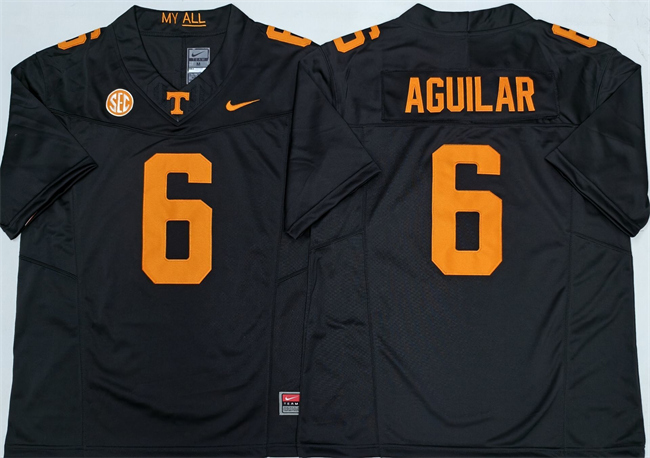 Men's Tennessee Volunteers #6 Joey Aguilar Black 2025 F.U.S.E. Stitched Jersey Men's Tennessee Volunteers #6 Joey Aguilar Black 2025 F.U.S.E. Stitched Jersey