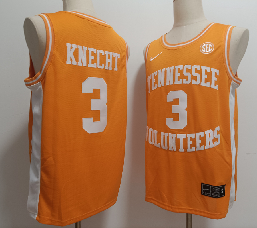 Men's Tennessee Volunteers #3 Dalton Knecht Orange Stitched Jersey Men's Tennessee Volunteers #3 Dalton Knecht Orange Stitched Jersey
