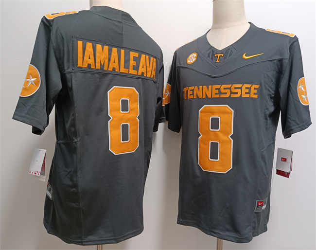 Men's Tennessee Volunteers #8 Nico Iamaleava Grey F.U.S.E Stitched Jersey Men's Tennessee Volunteers #8 Nico Iamaleava Grey F.U.S.E Stitched Jersey