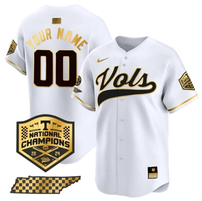 Men's Tennessee Volunteers Active Player Custom White Gold 2024 Champions Vapor Limited Stitched Jersey Men's Tennessee Volunteers Active Player Custom White Gold 2024 Champions Vapor Limited Stitched Jersey