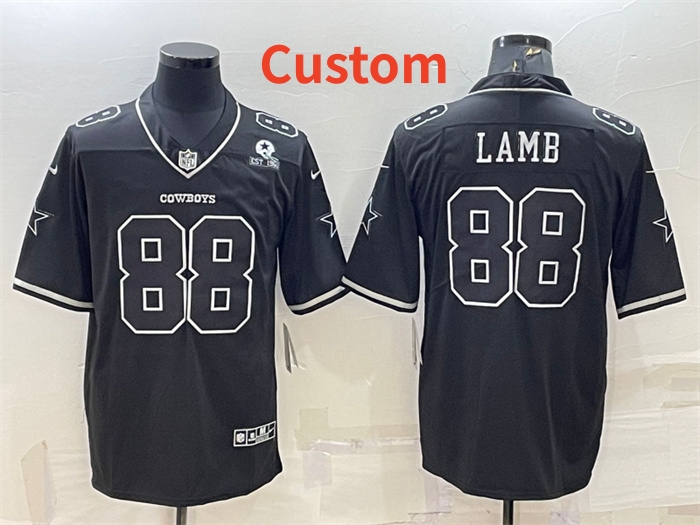 Custom Men's Dallas Cowboys Black With 1960 Patch Limited Stitched Football Jersey Custom Men's Dallas Cowboys Black With 1960 Patch Limited Stitched Football Jersey