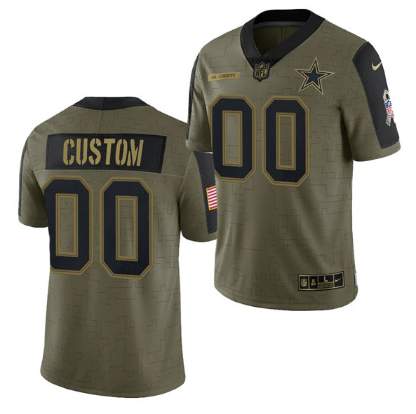 Men's Dallas Cowboys ACTIVE PLAYER Custom 2021 Olive Salute To Service Limited Men's Dallas Cowboys ACTIVE PLAYER Custom 2021 Olive Salute To Service Limited