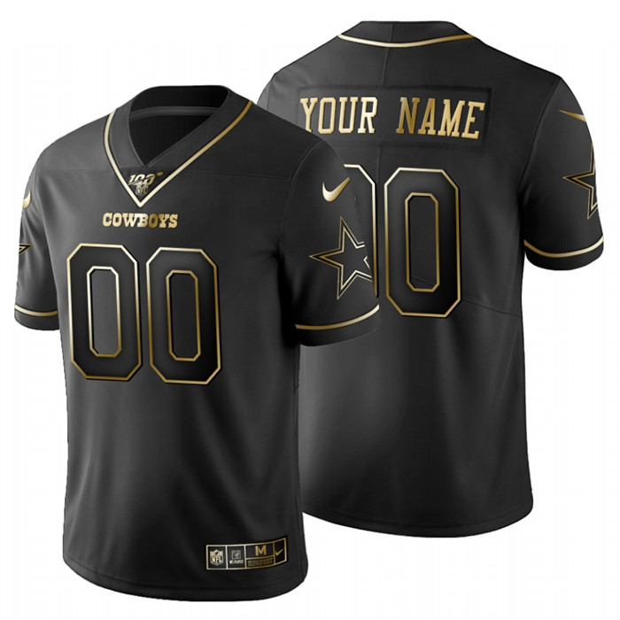 Dallas Cowboys Custom Men's Nike Black Golden Limited NFL 100 Jersey Dallas Cowboys Custom Men's Nike Black Golden Limited NFL 100 Jersey