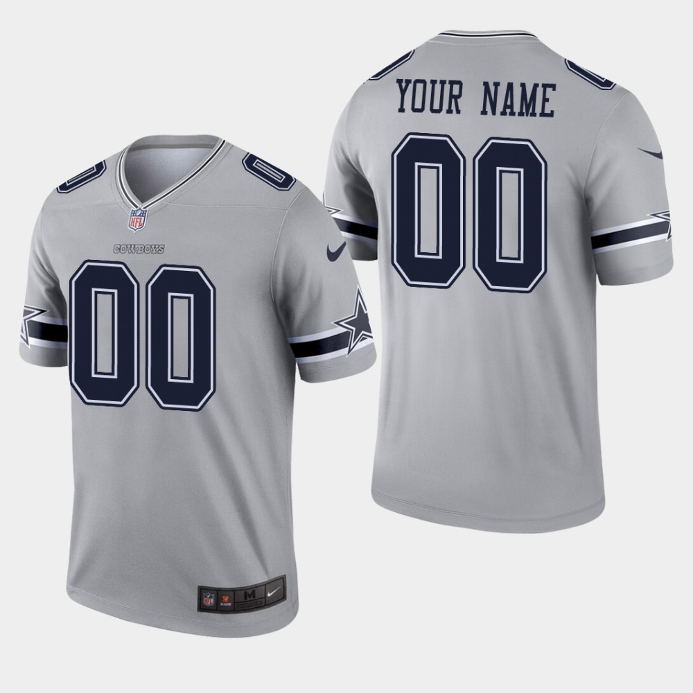 Dallas Cowboys #00 Custom Inverted Legend Gray Jersey Dallas Cowboys #00 Custom Inverted Legend Gray Jersey