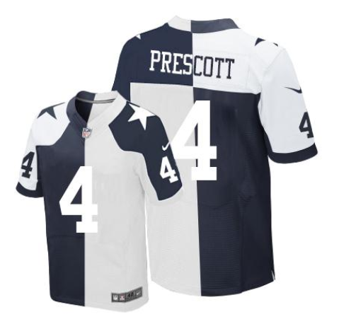 Nike Cowboys #4 Dak Prescott Navy Blue White Men's Stitched NFL Elite Split Jersey Nike Cowboys #4 Dak Prescott Navy Blue White Men's Stitched NFL Elite Split Jersey