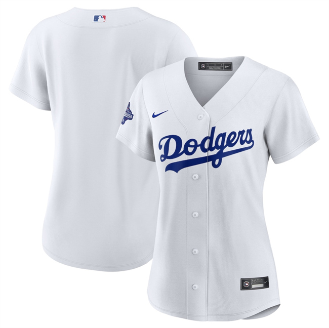Women's Los Angeles Dodgers Blank White 2025 World Series Champions Home Cool Base Stitched Baseball Jersey(Run Small) 2