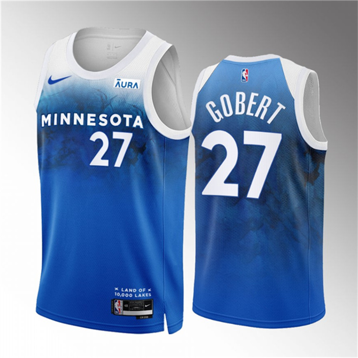 Men's Minnesota Timberwolves #27 Rudy Gobert Blue 2023 24 City Edition Stitched Jersey Men's Minnesota Timberwolves #27 Rudy Gobert Blue 2023 24 City Edition Stitched Jersey