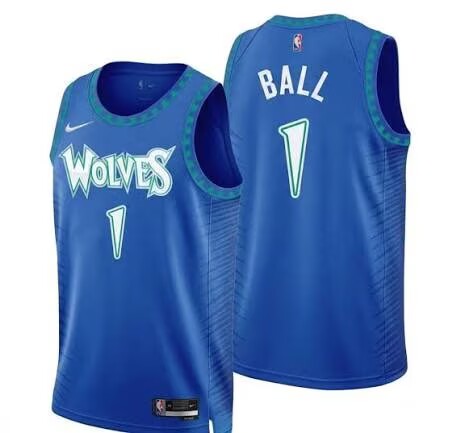 Men's Minnesota Timberwolves #1 Lamelo Ball Blue Stitched jersey