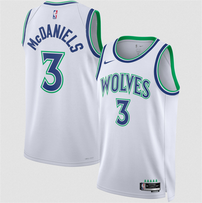 Men's Minnesota Timberwolves #3 Jaden McDaniels White 2026 27 Association Edition Stitched Basketball Jersey Men's Minnesota Timberwolves #3 Jaden McDaniels White 2026 27 Association Edition Stitched Basketball Jersey
