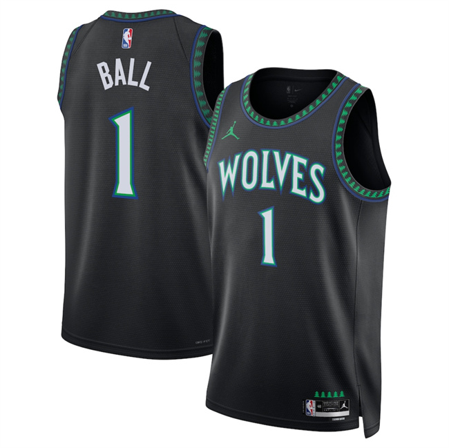 Men's Minnesota Timberwolves #1 LaMelo Ball Black 2026 27 Statement Edition Stitched Basketball Jersey Men's Minnesota Timberwolves #1 LaMelo Ball Black 2026 27 Statement Edition Stitched Basketball Jersey