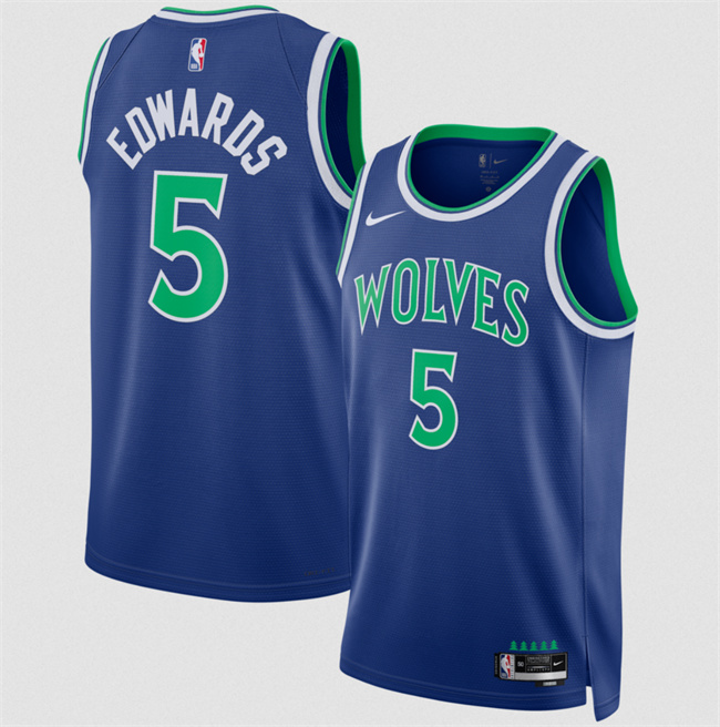 Men's Minnesota Timberwolves #5 Anthony Edwards Blue 2026 27 Icon Edition Stitched Basketball Jersey