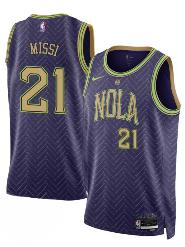 Men's New Orleans Pelicans #21 Yves Missi Purple 2024-25 City Ediiton Stitched Basketball Jersey Men's New Orleans Pelicans #21 Yves Missi Purple 2024-25 City Ediiton Stitched Basketball Jersey