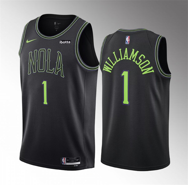 Men's New Orleans Pelicans #1 Zion Williamson Black 2023-24 City Edition Stitched Basketball Jersey Men's New Orleans Pelicans #1 Zion Williamson Black 2023-24 City Edition Stitched Basketball Jersey