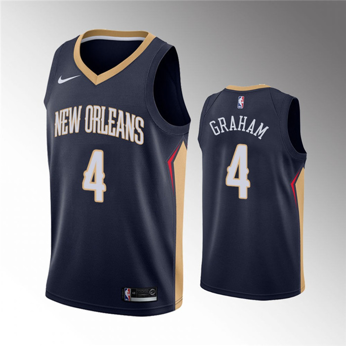 Men's New Orleans Pelicans #4 Devonte' Graham Navy Icon Edition Stitched Jersey Men's New Orleans Pelicans #4 Devonte' Graham Navy Icon Edition Stitched Jersey