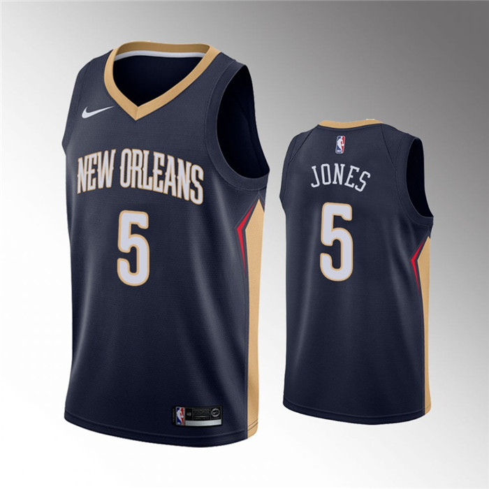 Men's New Orleans Pelicans #5 Herbert Jones Navy Icon Edition Stitched Jersey Men's New Orleans Pelicans #5 Herbert Jones Navy Icon Edition Stitched Jersey