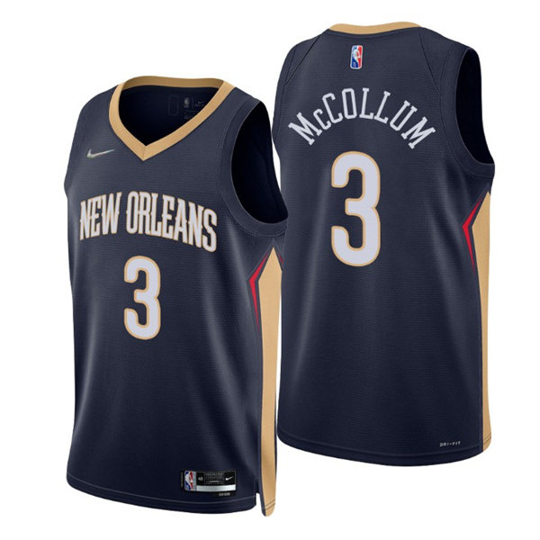 Men's New Orleans Pelicans #3 C.J. McCollum Navy Icon Edition Stitched Jersey Men's New Orleans Pelicans #3 C.J. McCollum Navy Icon Edition Stitched Jersey