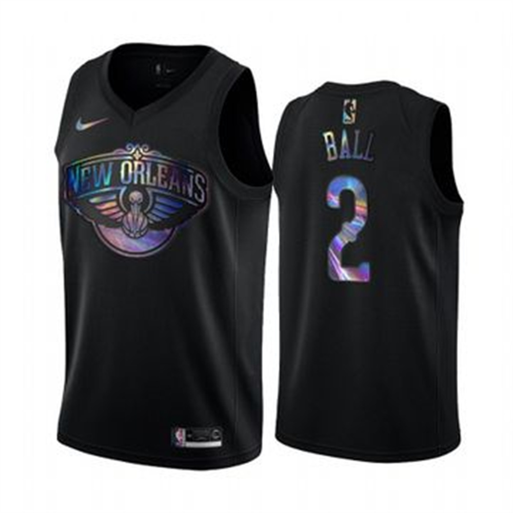 Nike Pelicans #2 Lonzo Ball Men's Iridescent Holographic Collection NBA Jersey - Black Nike Pelicans #2 Lonzo Ball Men's Iridescent Holographic Collection NBA Jersey - Black
