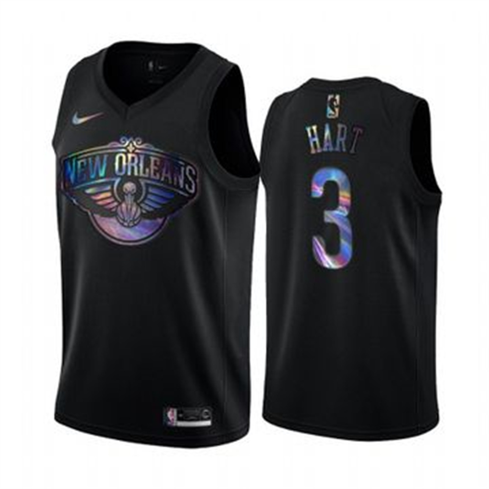 Nike Pelicans #3 Josh Hart Men's Iridescent Holographic Collection NBA Jersey - Black Nike Pelicans #3 Josh Hart Men's Iridescent Holographic Collection NBA Jersey - Black