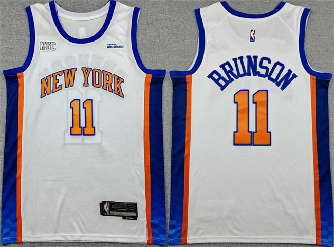 Men's New Yok Knicks #11 Jalen Brunson White 2024-25 City Edition Stitched Basketball Jersey Men's New Yok Knicks #11 Jalen Brunson White 2024-25 City Edition Stitched Basketball Jersey