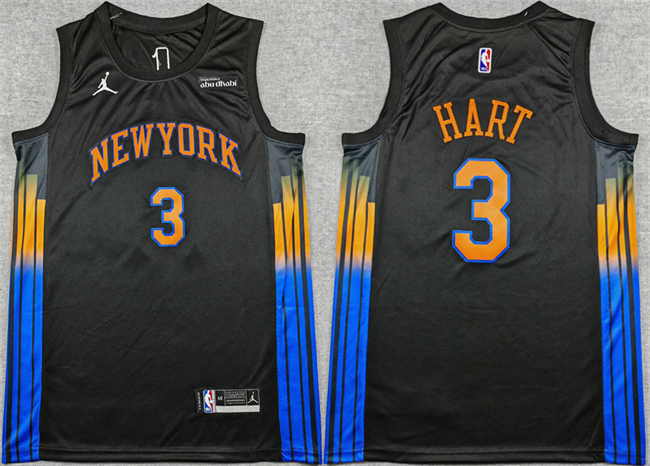 Men's New Yok Knicks #3 Josh Hart Black 2025 26 Statement Edition Stitched Basketball Jersey Men's New Yok Knicks #3 Josh Hart Black 2025 26 Statement Edition Stitched Basketball Jersey