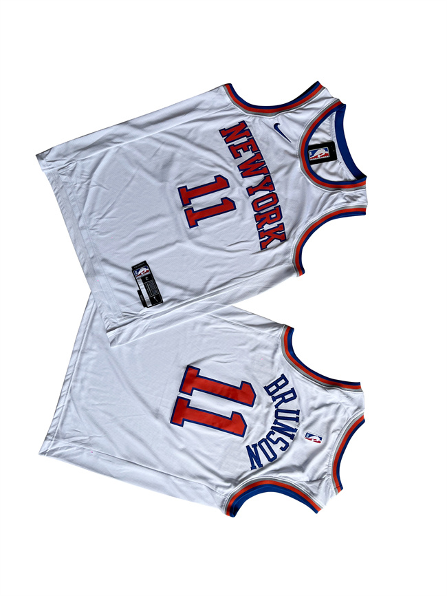Men's New Yok Knicks #11 Jalen Brunson White Stitched Basketball Jersey Men's New Yok Knicks #11 Jalen Brunson White Stitched Basketball Jersey