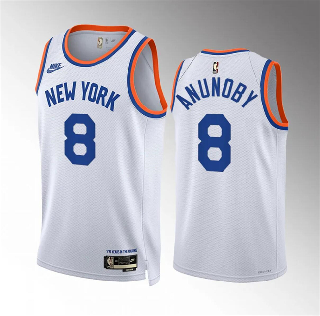 Men's New Yok Knicks #8 OG Anunoby White 2021 22 City Edition Stitched Basketball Jersey Men's New Yok Knicks #8 OG Anunoby White 2021 22 City Edition Stitched Basketball Jersey
