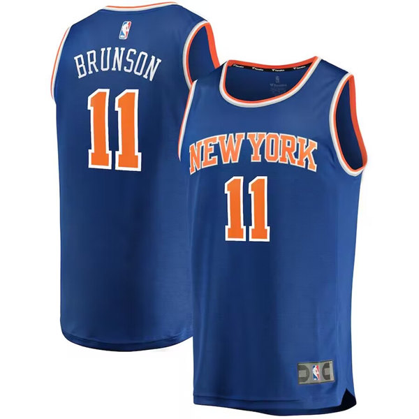 Men's New Yok Knicks #11 Jalen Brunson Blue Icon Edition Stitched Basketball Jersey Men's New Yok Knicks #11 Jalen Brunson Blue Icon Edition Stitched Basketball Jersey