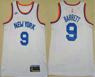 Men's New York Knicks #9 RJ Barrett White NEW 2021 Nike Swingman Stitched Jersey Men's New York Knicks #9 RJ Barrett White NEW 2021 Nike Swingman Stitched Jersey