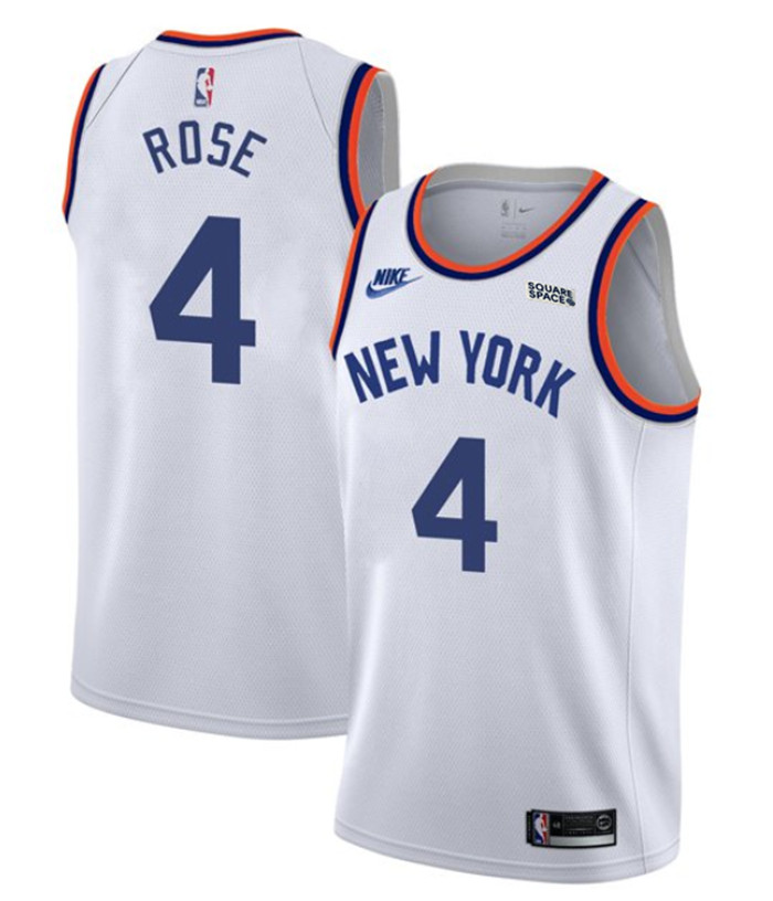New Yok Knicks #4 Derrick Rose 2021 2022 White City Edition Stitched Jersey New Yok Knicks #4 Derrick Rose 2021 2022 White City Edition Stitched Jersey