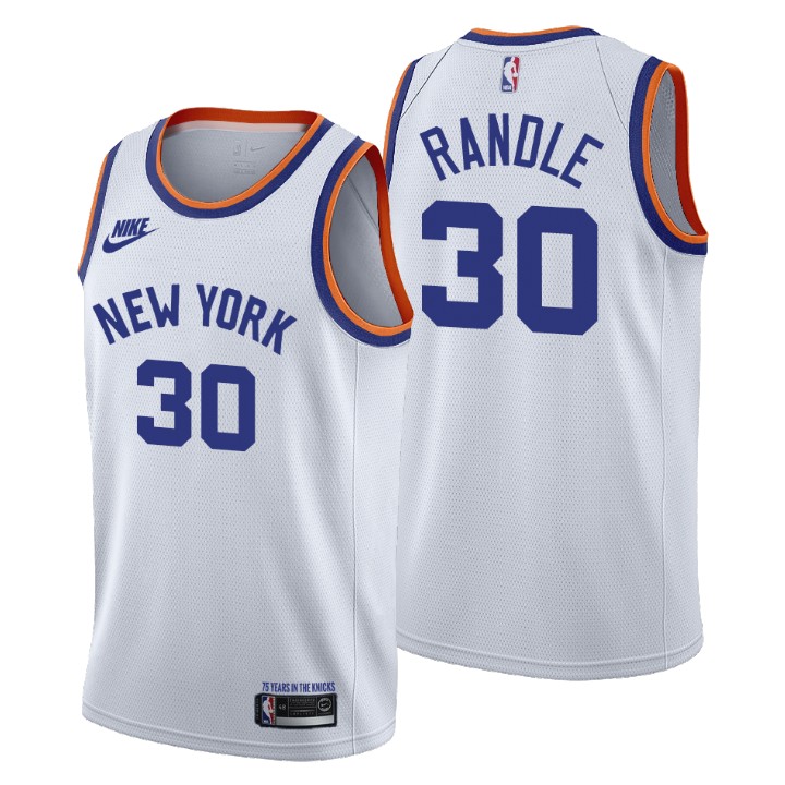 New York Knicks #30 Julius Randle Men's Nike Releases Classic Edition NBA 75th Anniversary Jersey White New York Knicks #30 Julius Randle Men's Nike Releases Classic Edition NBA 75th Anniversary Jersey White
