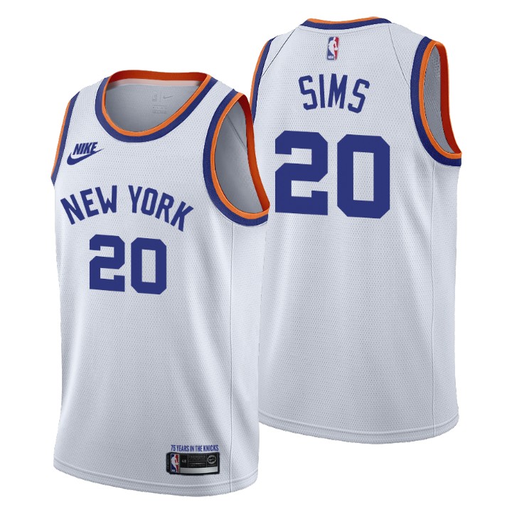 New York Knicks #20 Jericho Sims Men's Nike Releases Classic Edition NBA 75th Anniversary Jersey White New York Knicks #20 Jericho Sims Men's Nike Releases Classic Edition NBA 75th Anniversary Jersey White