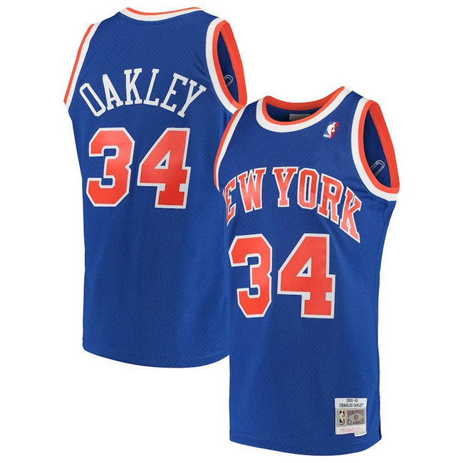 Men's New Yok Knicks #34 Charles Oakley Blue Swingman Stitched Jersey Men's New Yok Knicks #34 Charles Oakley Blue Swingman Stitched Jersey