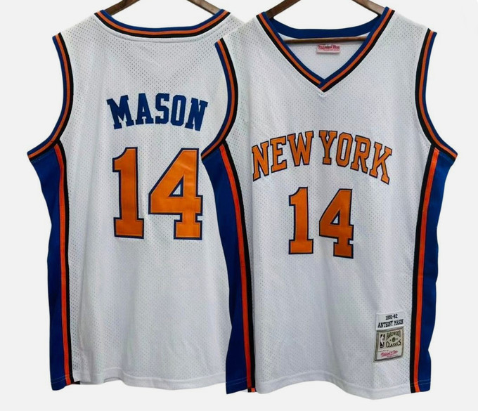 Men's New Yok Knicks #14 Anthony Mason White 1991-92 Stitched Jersey Men's New Yok Knicks #14 Anthony Mason White 1991-92 Stitched Jersey