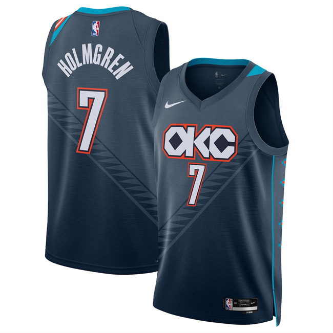 Men's Oklahoma City Thunder #7 Chet Holmgren Navy 2025 26 City Edition Stitched Basketball Jersey Men's Oklahoma City Thunder #7 Chet Holmgren Navy 2025 26 City Edition Stitched Basketball Jersey