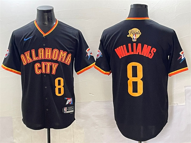 Men's Oklahoma City Thunder #8 Jalen Williams Black 2025 Finals Vapor Stitched Baseball Jersey Men's Oklahoma City Thunder #8 Jalen Williams Black 2025 Finals Vapor Stitched Baseball Jersey