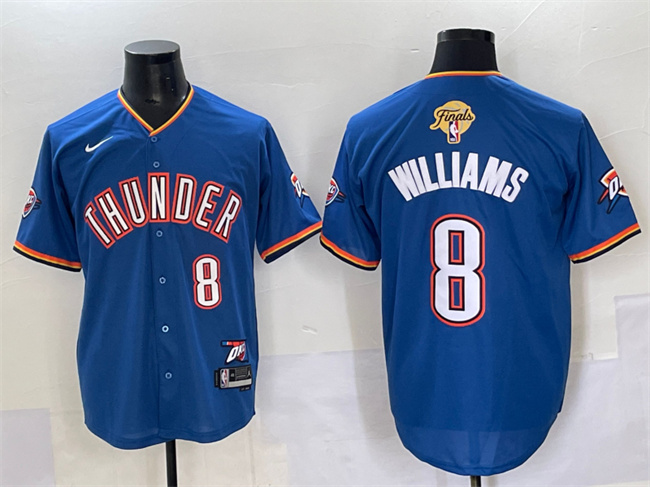 Men's Oklahoma City Thunder #8 Jalen Williams Blue 2025 Finals Vapor Stitched Baseball Jersey Men's Oklahoma City Thunder #8 Jalen Williams Blue 2025 Finals Vapor Stitched Baseball Jersey