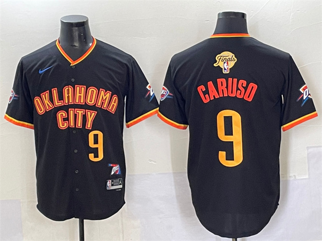 Men's Oklahoma City Thunder #9 Alex Caruso Black 2025 Finals Vapor Stitched Baseball Jersey Men's Oklahoma City Thunder #9 Alex Caruso Black 2025 Finals Vapor Stitched Baseball Jersey