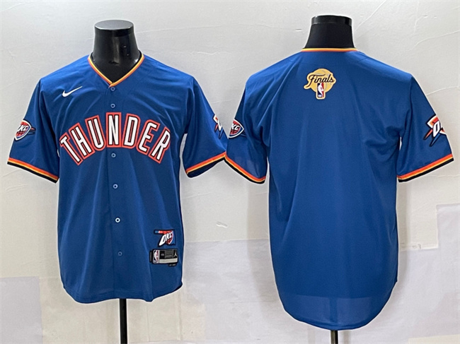 Men's Oklahoma City Thunder Blank Blue 2025 Finals Vapor Stitched Baseball Jersey Men's Oklahoma City Thunder Blank Blue 2025 Finals Vapor Stitched Baseball Jersey