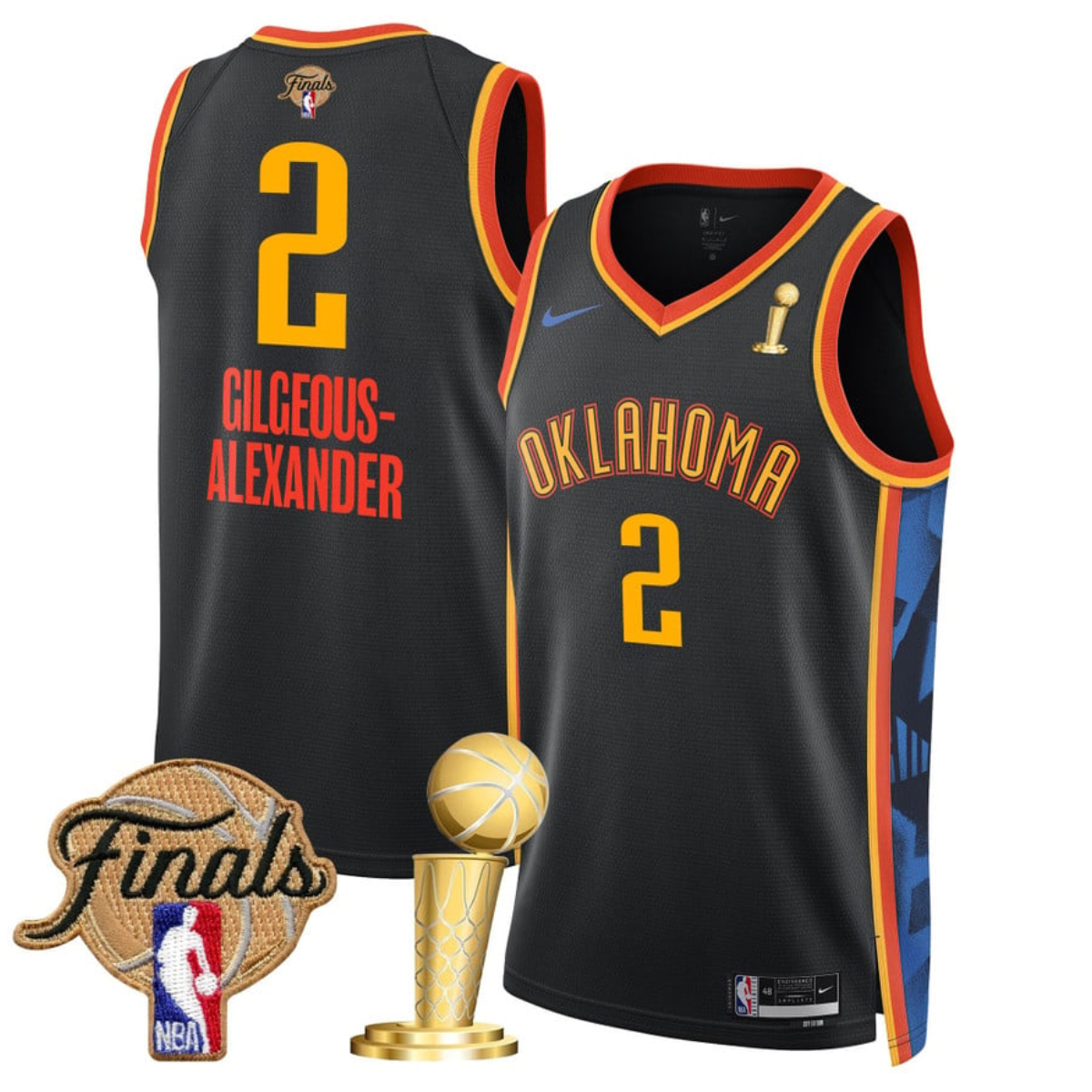 Men's Oklahoma City Thunder #2 Shai Gilgeous-Alexander Black 2025 Finals Patch And Finals Champions Patch City Edition Stitched Basketball Jersey Men's Oklahoma City Thunder #2 Shai Gilgeous-Alexander Black 2025 Finals Patch And Finals Champions Patch City Edition Stitched Basketball Jersey