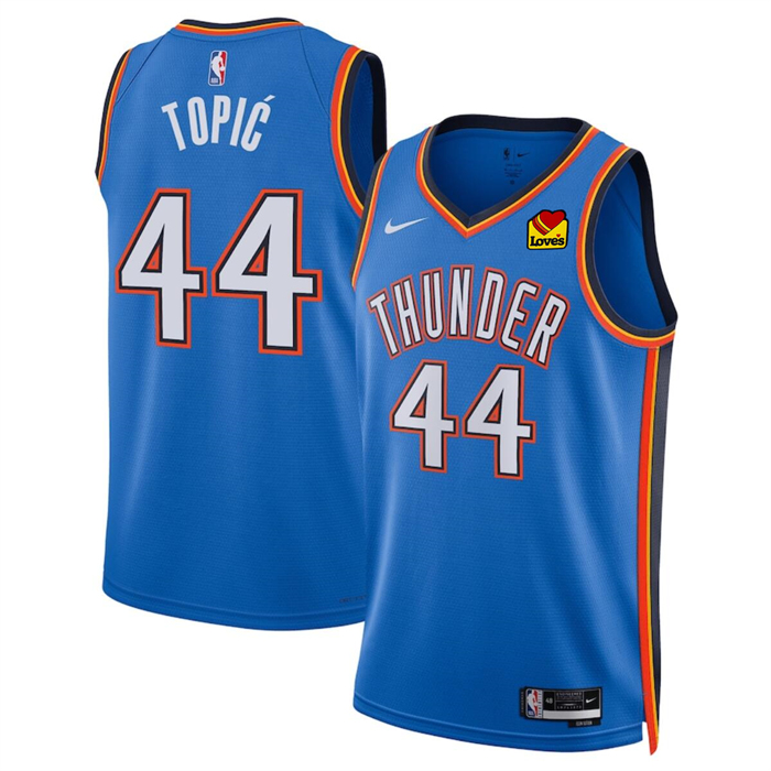 Men's Oklahoma City Thunder #44 Nikola Topi? Blue 2024 Draft Icon Edition Stitched Basketball Jersey Men's Oklahoma City Thunder #44 Nikola Topi? Blue 2024 Draft Icon Edition Stitched Basketball Jersey