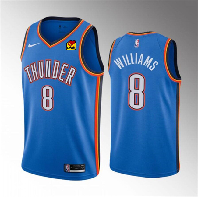 Men's Oklahoma City Thunder #8 Jalen Williams Blue Icon Edition Stitched Basketball Jersey Men's Oklahoma City Thunder #8 Jalen Williams Blue Icon Edition Stitched Basketball Jersey