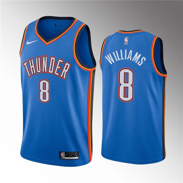 Men's Oklahoma City Thunder #8 Jaylin Williams Blue Icon Edition Stitched Basketball Jersey Men's Oklahoma City Thunder #8 Jaylin Williams Blue Icon Edition Stitched Basketball Jersey