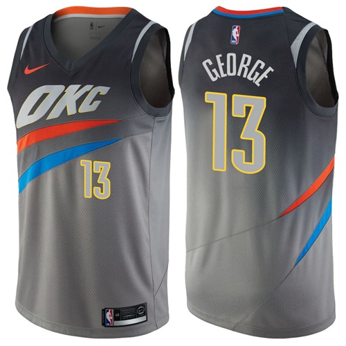 Nike Thunder #13 Paul George Gray NBA Swingman City Edition Jersey Nike Thunder #13 Paul George Gray NBA Swingman City Edition Jersey