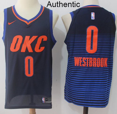 Nike Thunder #0 Russell Westbrook Navy Blue Statement Edition NBA Authentic Jersey Nike Thunder #0 Russell Westbrook Navy Blue Statement Edition NBA Authentic Jersey