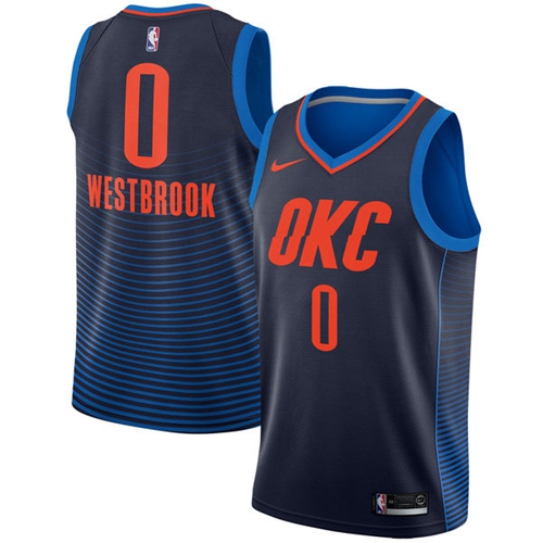 Nike Thunder #0 Russell Westbrook Navy Blue Statement Edition NBA Swingman Jersey Nike Thunder #0 Russell Westbrook Navy Blue Statement Edition NBA Swingman Jersey