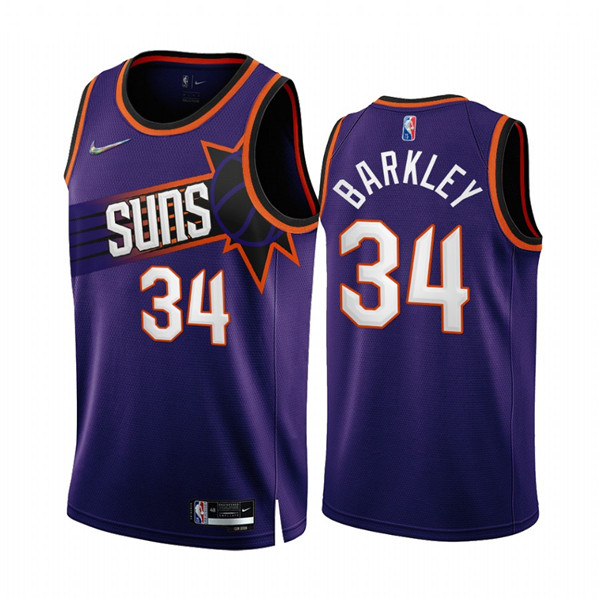 Men's Phoenix Suns #34 Charles Barkley 2022 23 Purple 75th Anniversary Icon Edition Stitched Jersey Men's Phoenix Suns #34 Charles Barkley 2022 23 Purple 75th Anniversary Icon Edition Stitched Jersey
