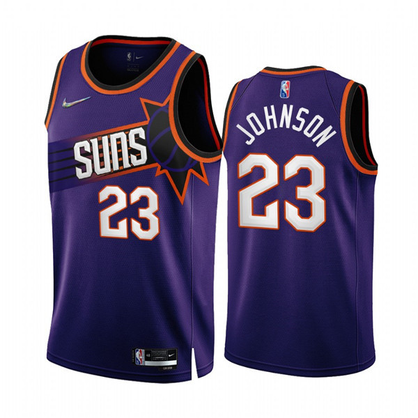 Men's Phoenix Suns #23 Cameron Johnson 2022 23 Purple 75th Anniversary Icon Edition Stitched Jersey Men's Phoenix Suns #23 Cameron Johnson 2022 23 Purple 75th Anniversary Icon Edition Stitched Jersey
