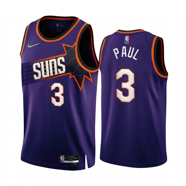 Men's Phoenix Suns #3 Chris Paul 2022 23 Purple 75th Anniversary Icon Edition Stitched Jersey Men's Phoenix Suns #3 Chris Paul 2022 23 Purple 75th Anniversary Icon Edition Stitched Jersey