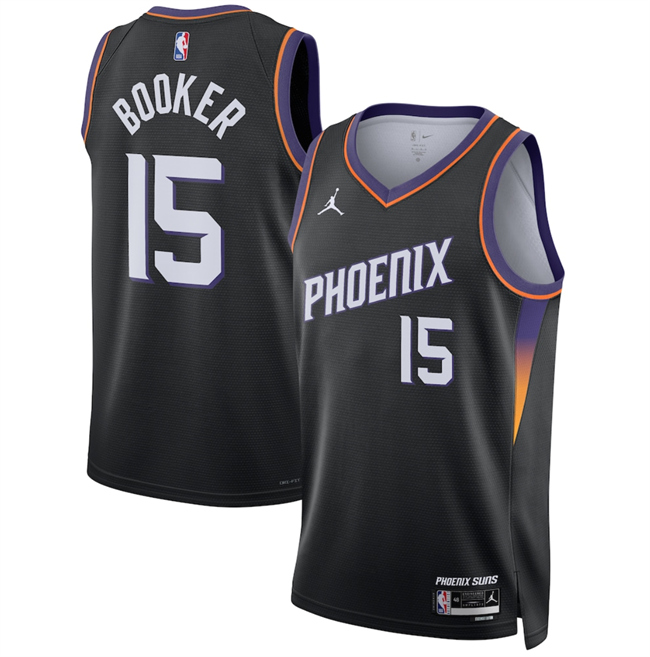 Men's Phoenix Suns #15 Devin Booker Black 2026 Statement Edition Stitched Basketball Jersey Men's Phoenix Suns #15 Devin Booker Black 2026 Statement Edition Stitched Basketball Jersey