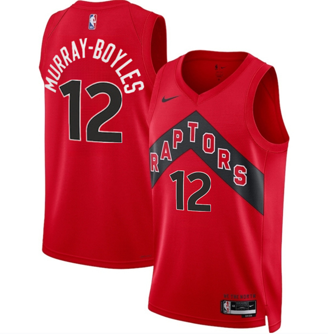 Men's Toronto Raptors #12 Collin Murray-Boyles Red 2025 Draft Icon Edition Stitched Basketball Jersey Men's Toronto Raptors #12 Collin Murray-Boyles Red 2025 Draft Icon Edition Stitched Basketball Jersey